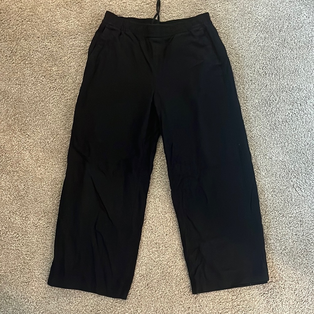 High-rise Black Linen Drawstring Pant